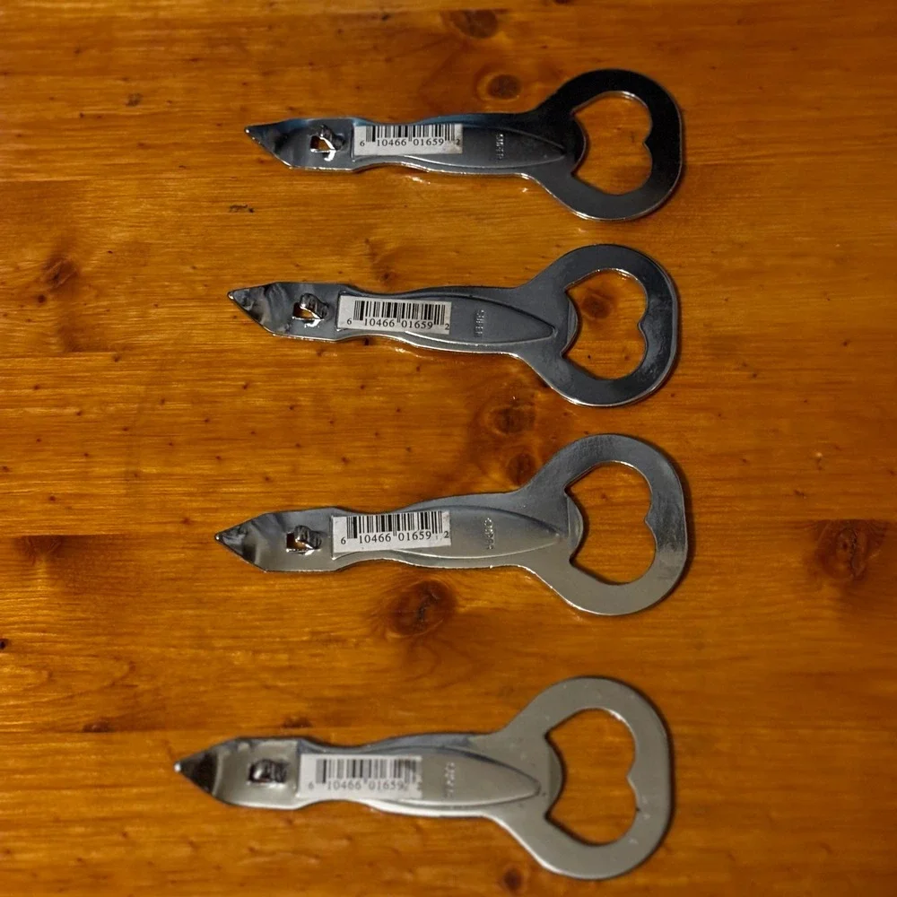Vintage‎ Stainless Steel Bottle Can Openers (4) Enameled Fish Motifs SET #3